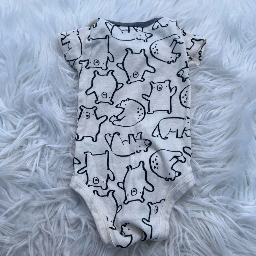 Gerber Bear Short Sleeve Onesie Beige Gray